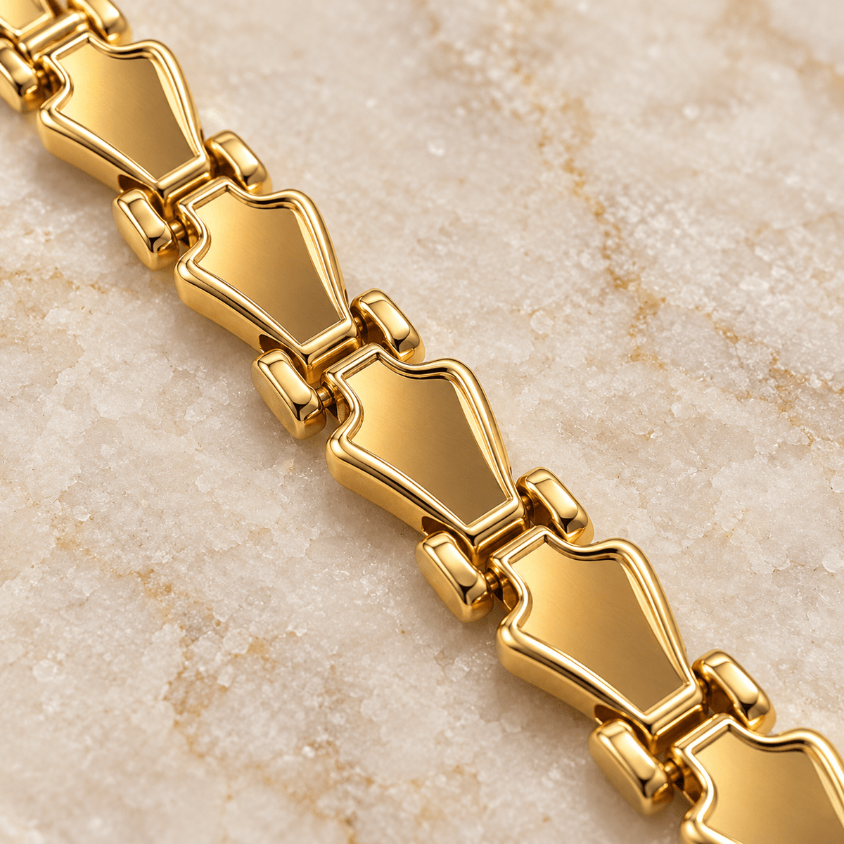 Sculpted Gold Shield-Link Bracelet - Men's Jewellery - Jaipuri Crown
