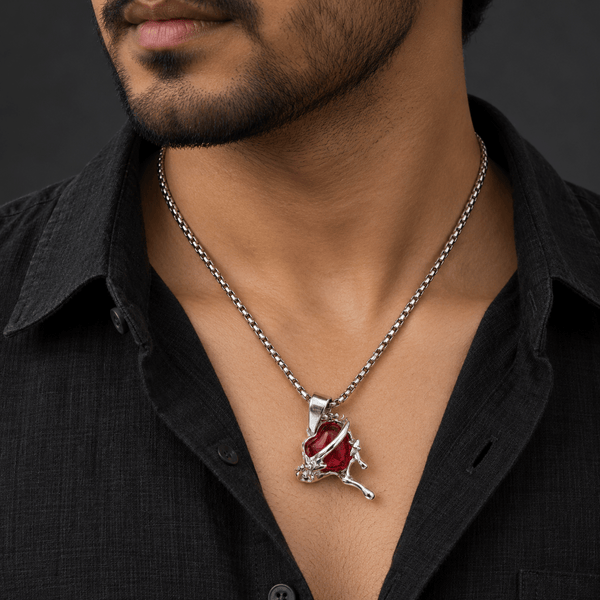Sculptural Silver Necklace - Men's Jewellery - Jaipuri Crown
