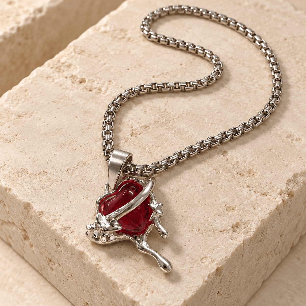 Sculptural Silver Necklace - Men's Jewellery - Jaipuri Crown