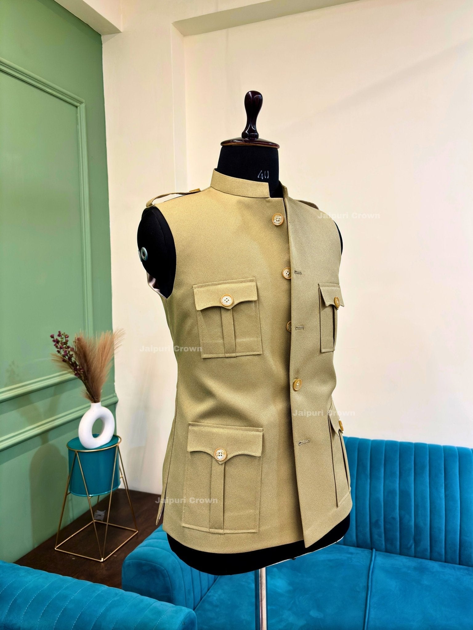 Semi - Hunting Jacket - Biege - Jaipuri Crown