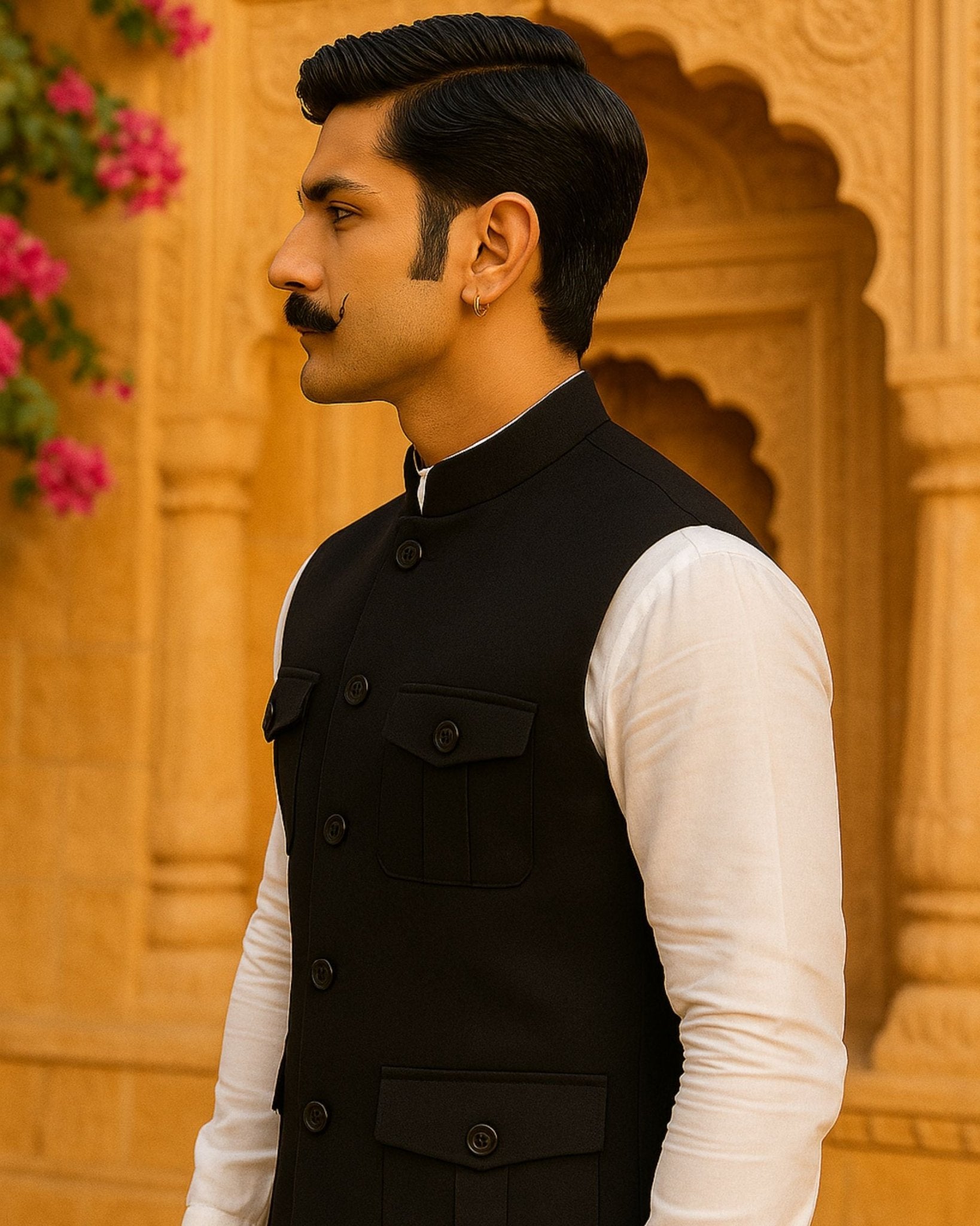 Semi - Hunting Jacket - Black - Jaipuri Crown