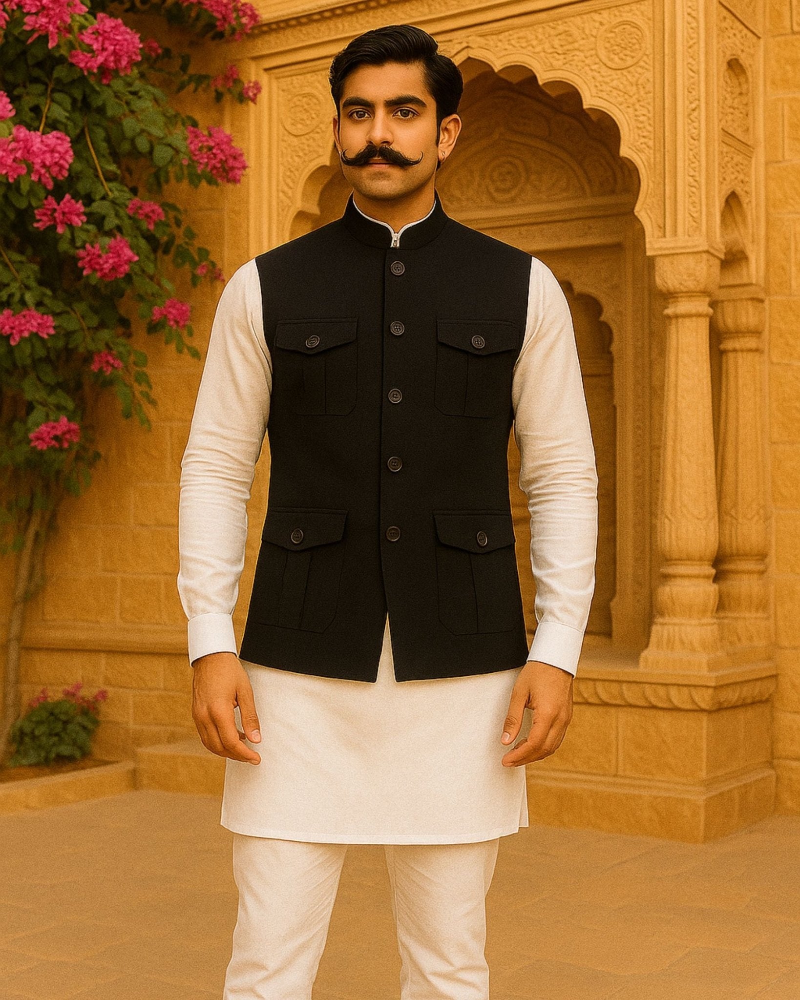 Semi - Hunting Jacket - Black - Jaipuri Crown