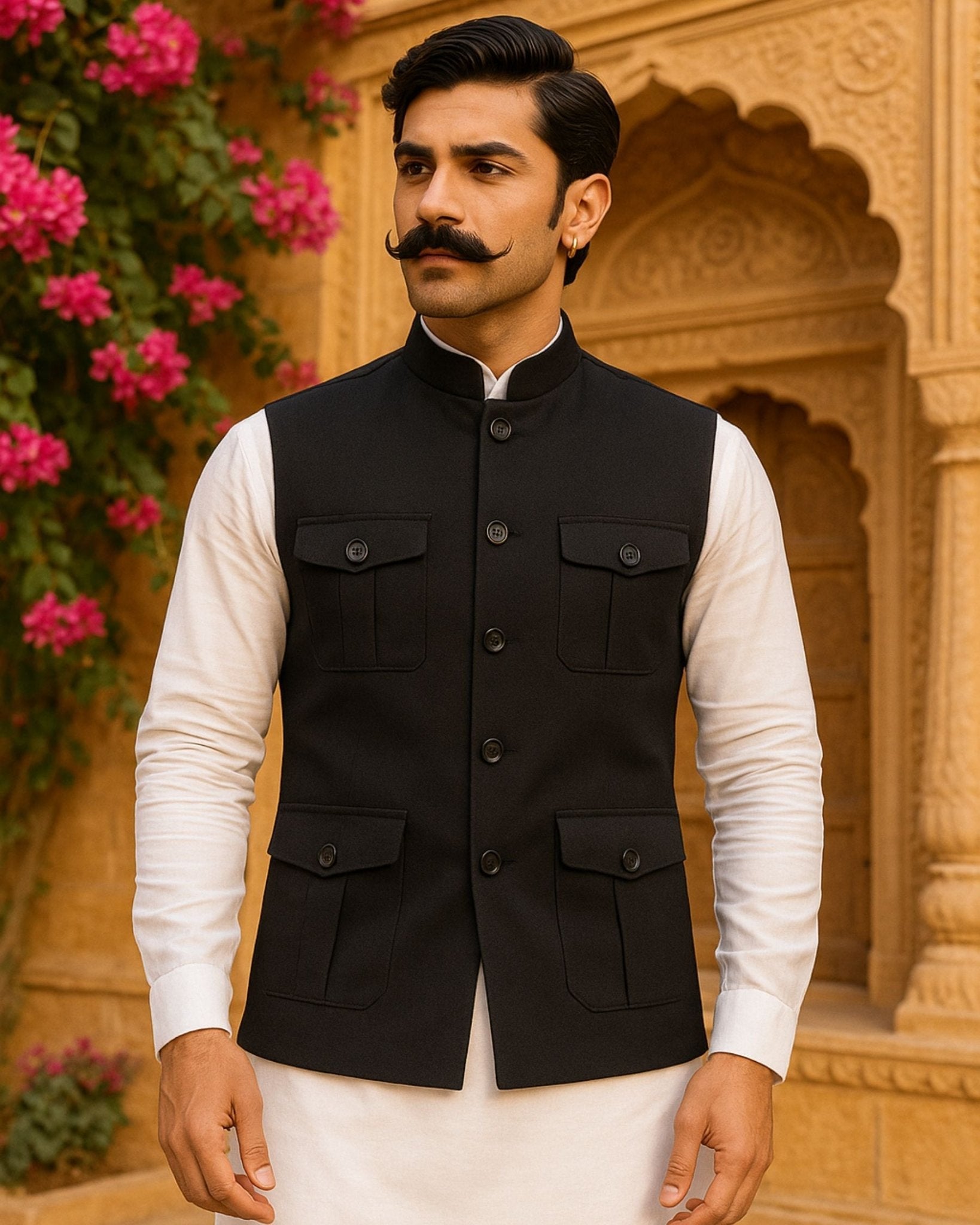 Semi - Hunting Jacket - Black - Jaipuri Crown