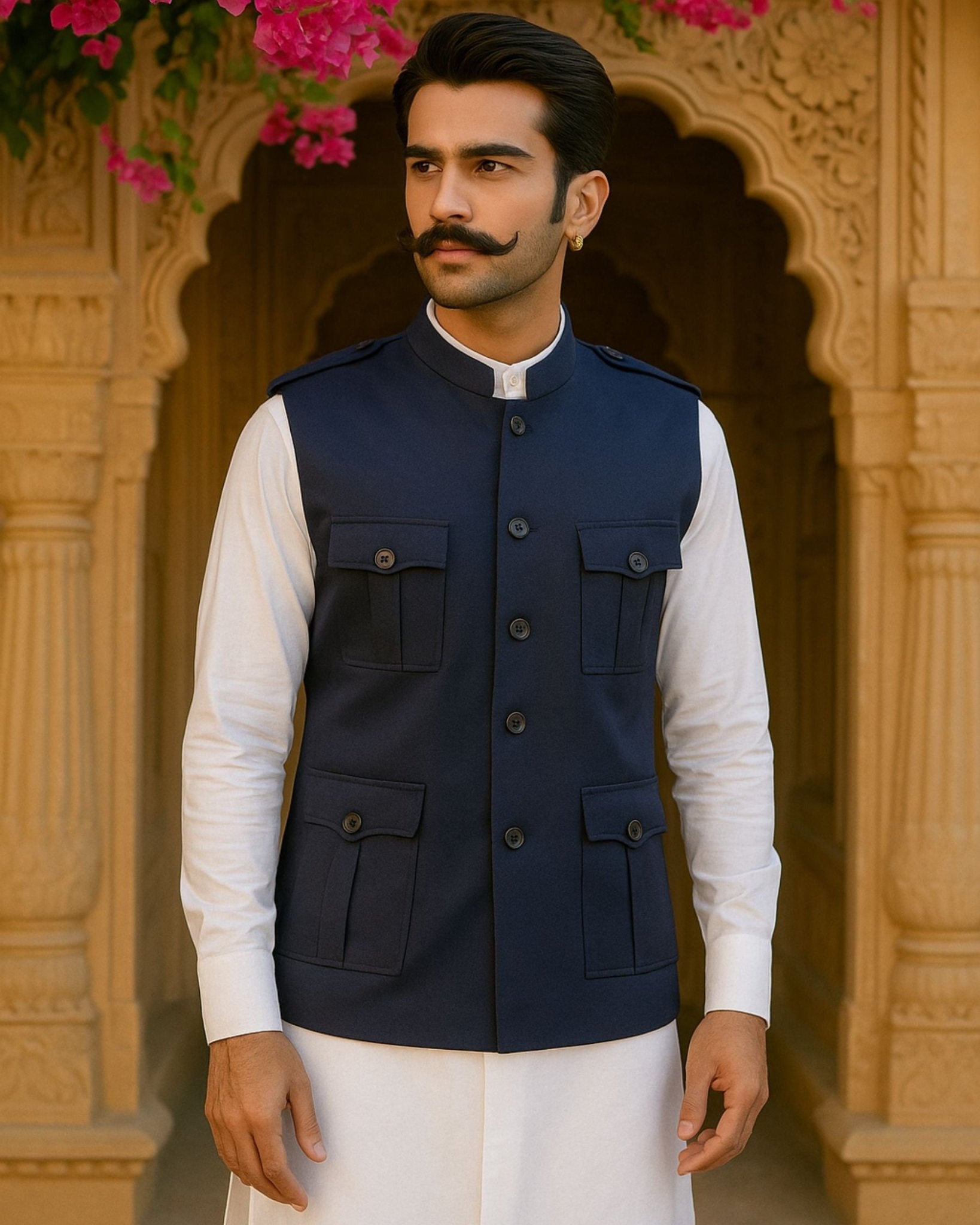Semi - Hunting Jacket - Blue - Jaipuri Crown
