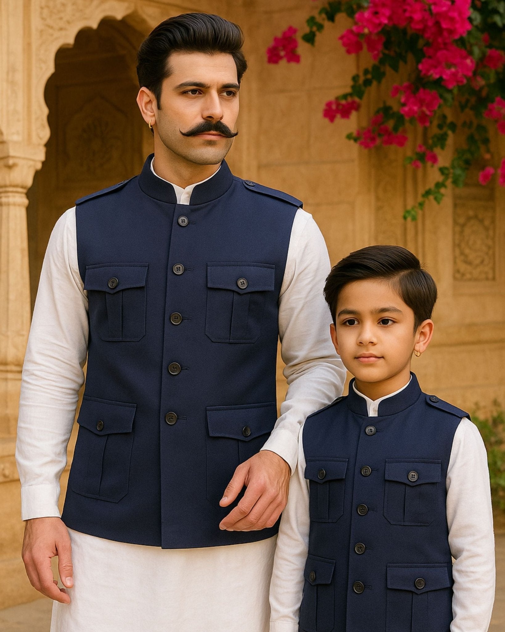 Semi - Hunting Jacket - Blue - Jaipuri Crown