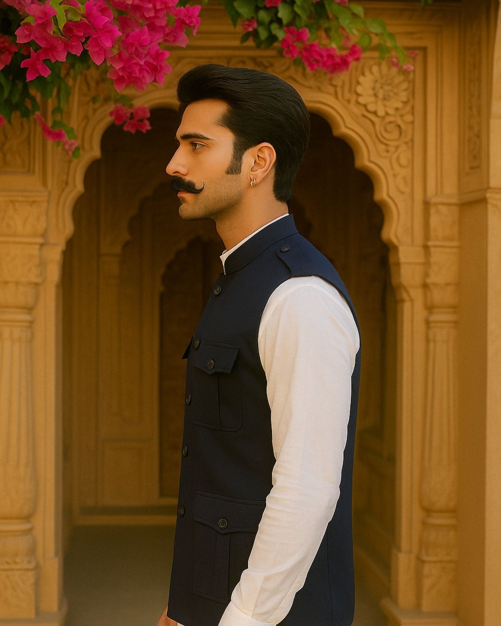 Semi - Hunting Jacket - Blue - Jaipuri Crown