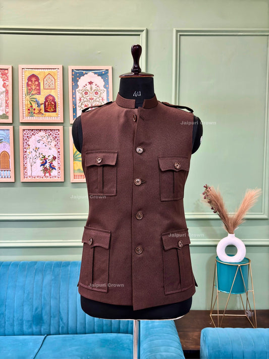 Semi - Hunting Jacket - Coffee - Jaipuri Crown
