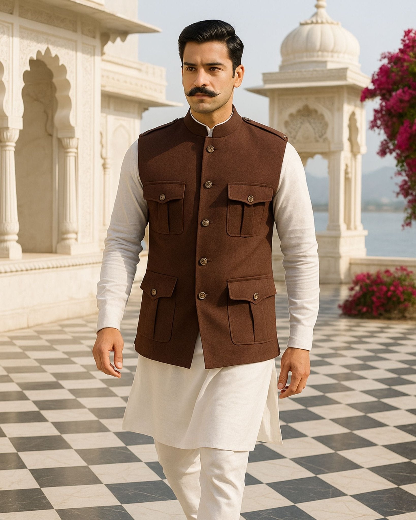 Semi - Hunting Jacket - Coffee - Jaipuri Crown