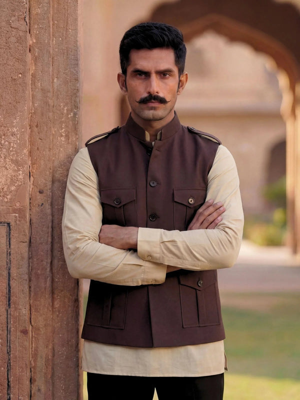 Semi-Hunting Jacket - Coffee - Jaipuri Crown
