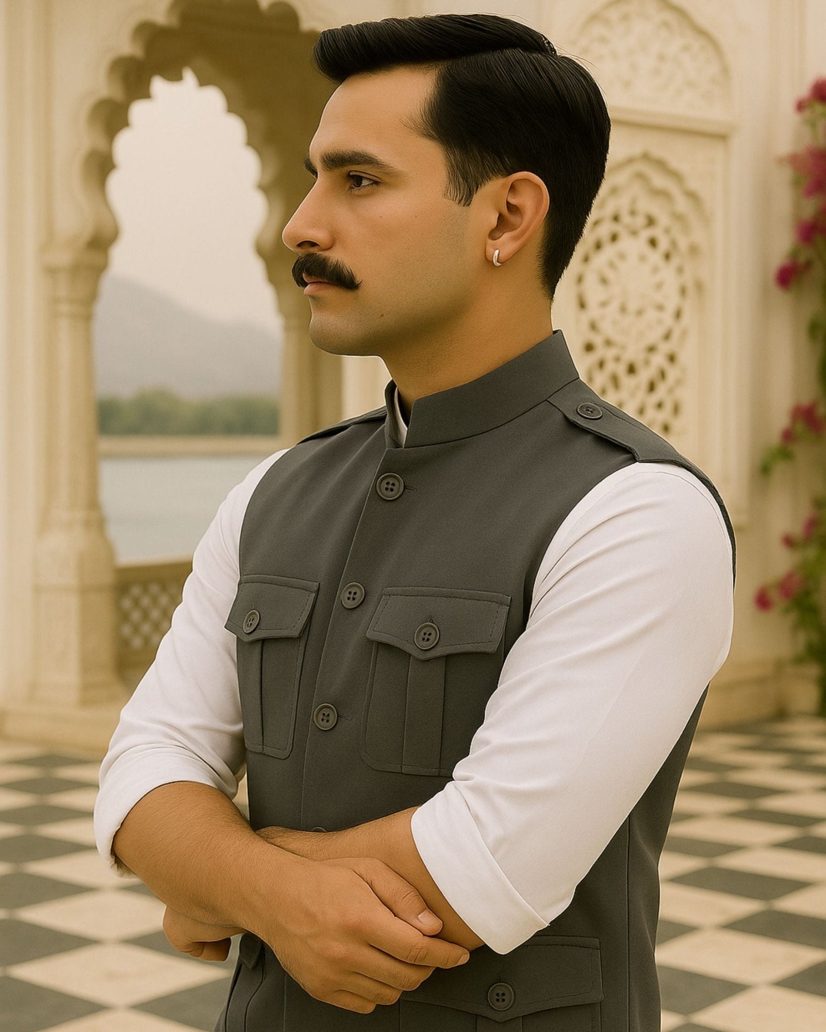 Semi - Hunting Jacket - Grey - Jaipuri Crown