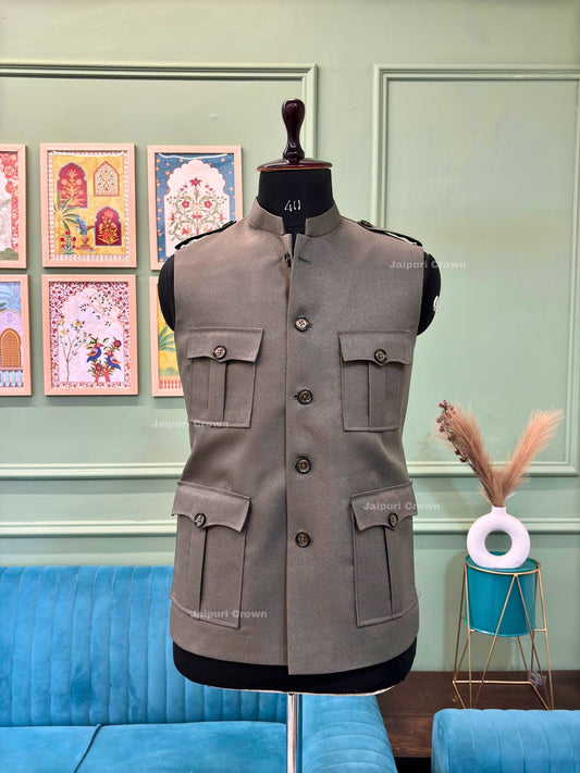 Semi - Hunting Jacket - Grey - Jaipuri Crown
