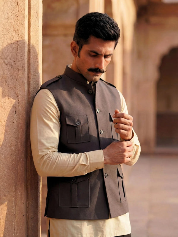 Semi-Hunting Jacket - Grey - Jaipuri Crown