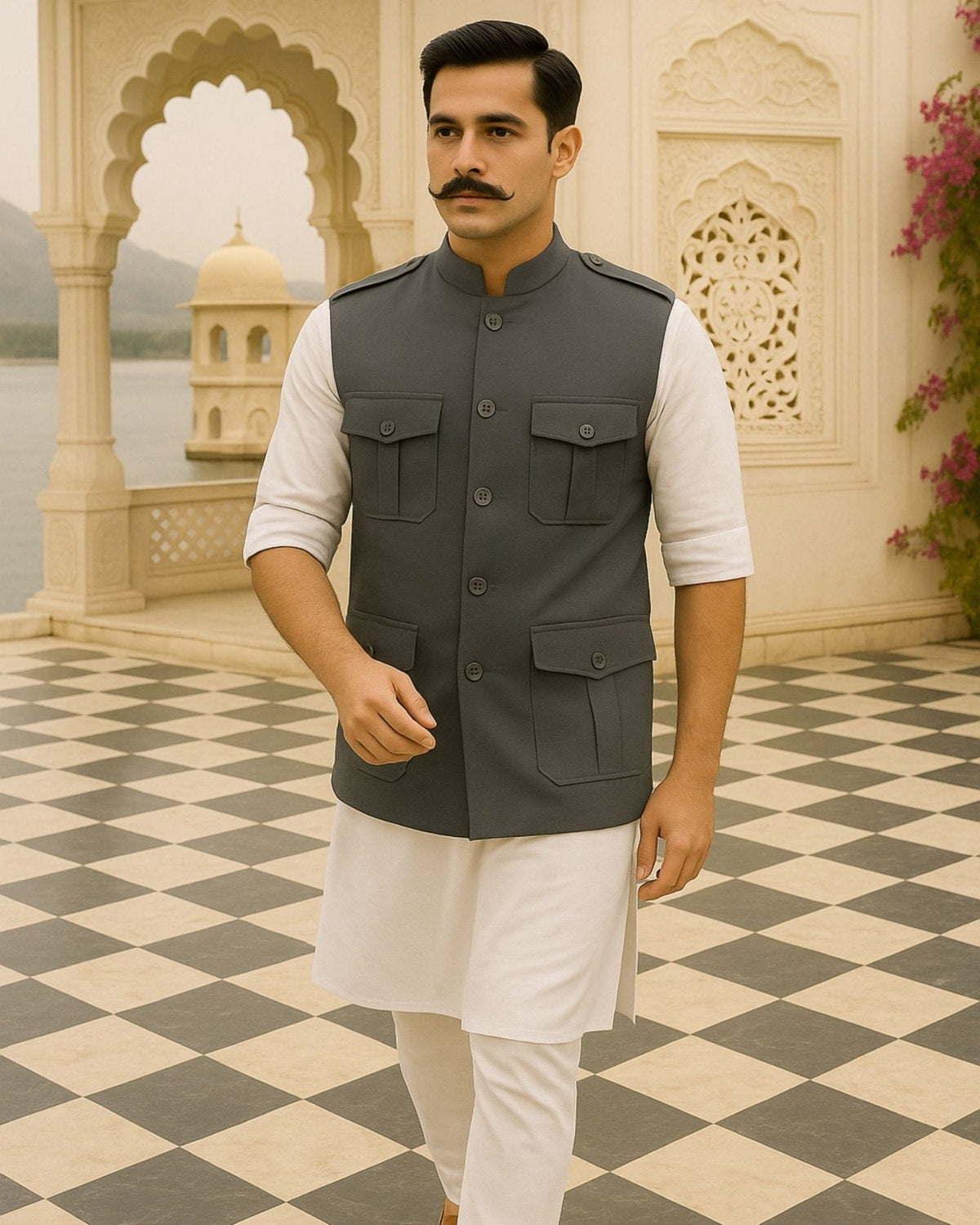 Semi - Hunting Jacket - Grey - Jaipuri Crown