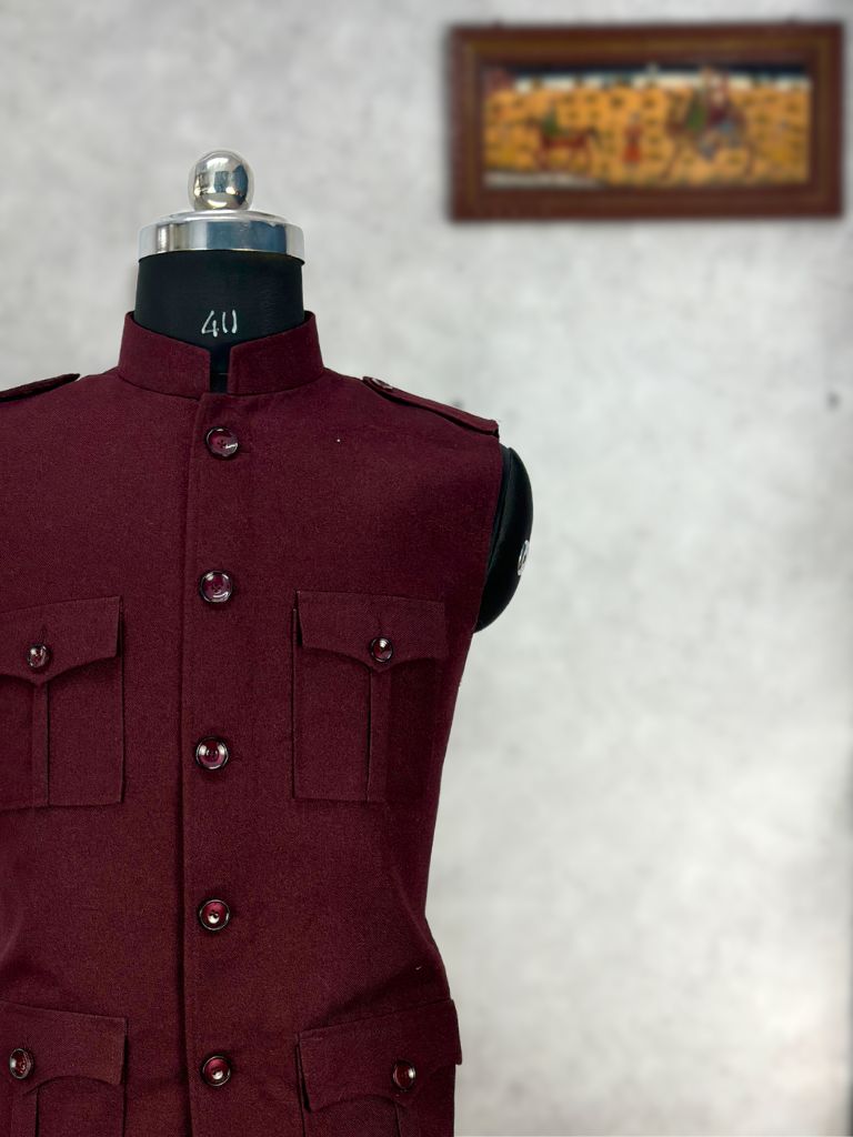 Semi - Hunting Jacket - Marron - Jaipuri Crown