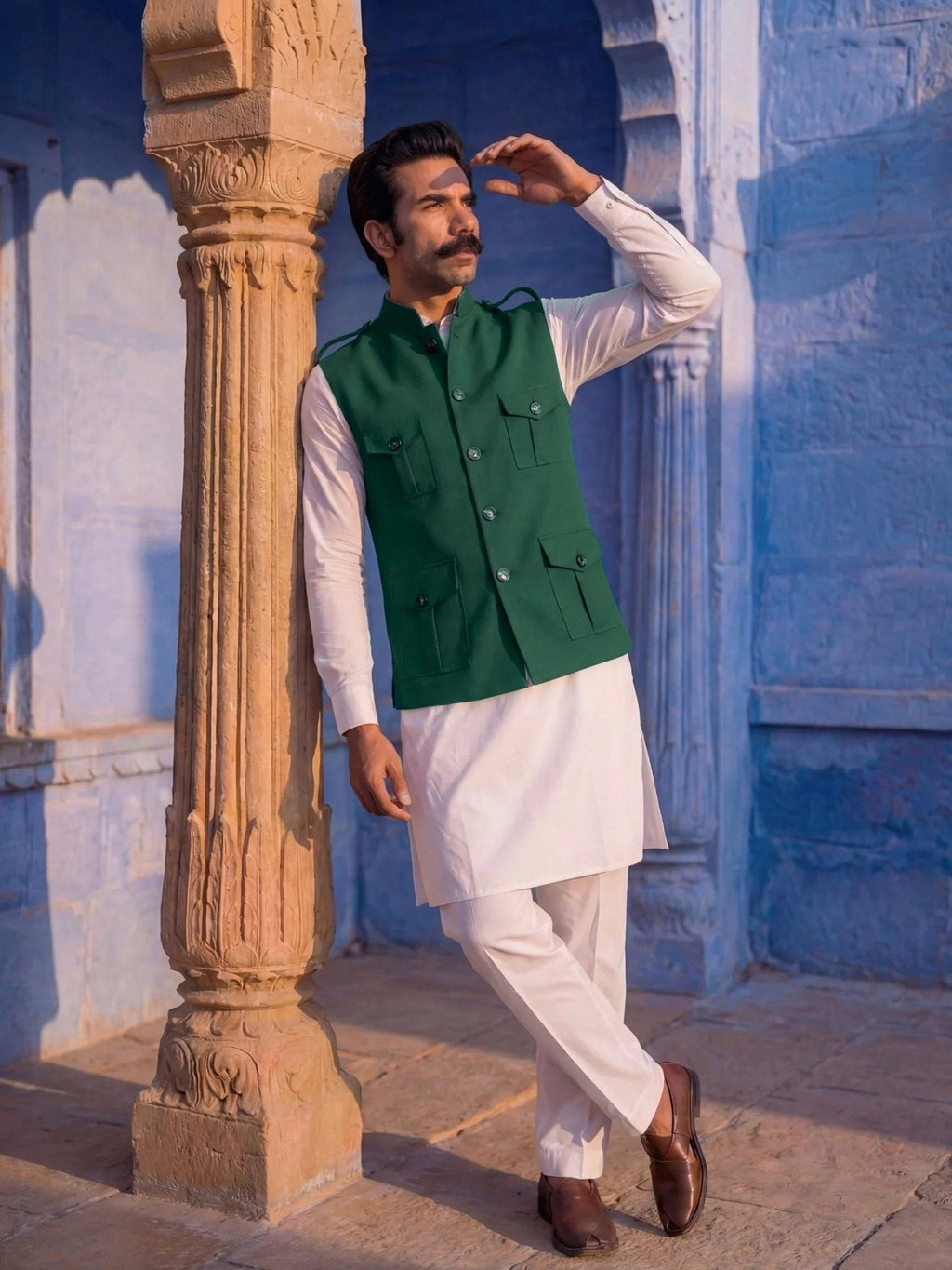 Semi-Hunting Jackets - Rust Green - Jaipuri Crown