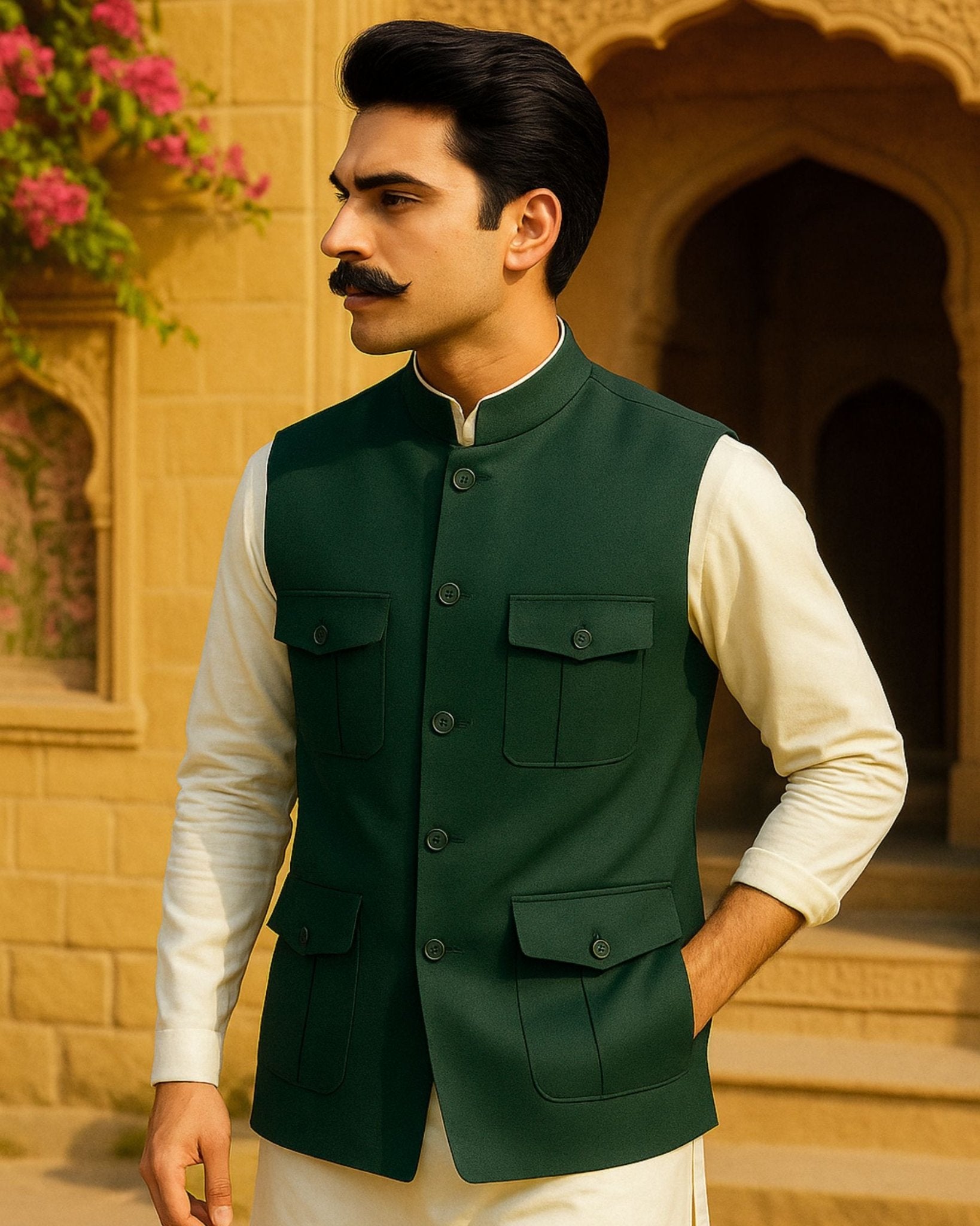 Semi - Hunting Jackets - Rust Green - Jaipuri Crown