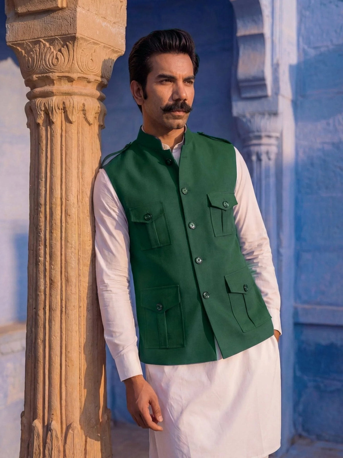 Semi-Hunting Jackets - Rust Green - Jaipuri Crown