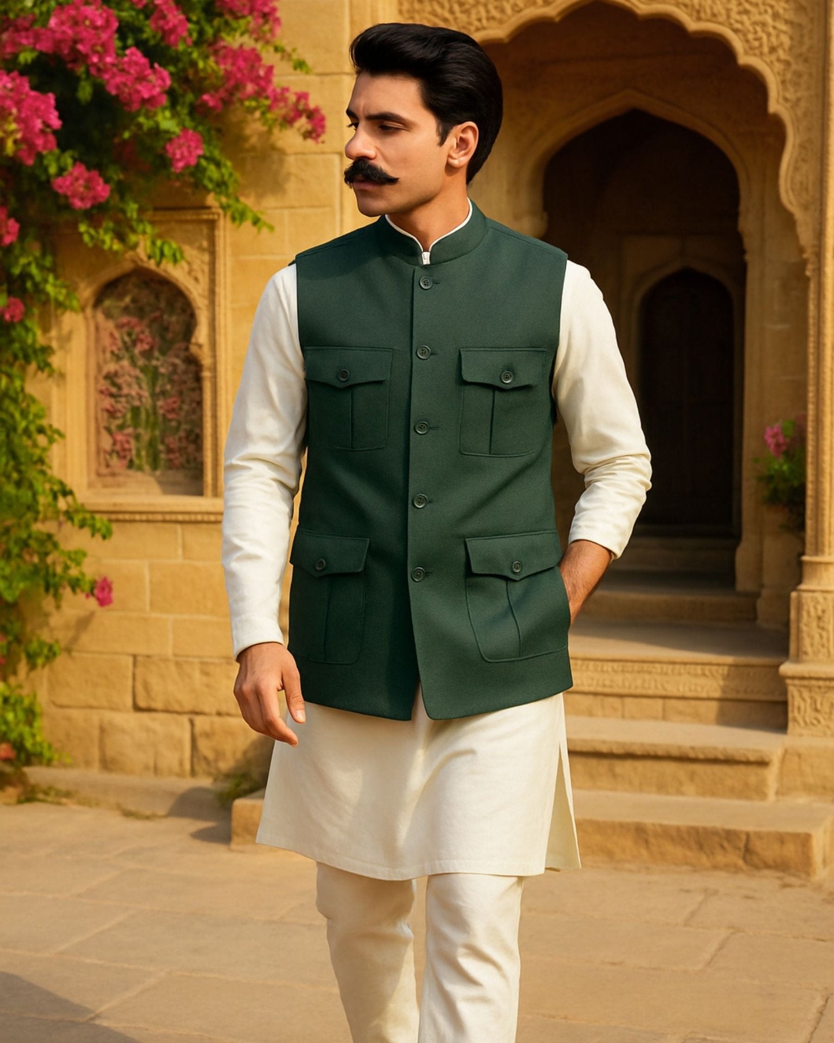 Semi - Hunting Jackets - Rust Green - Jaipuri Crown