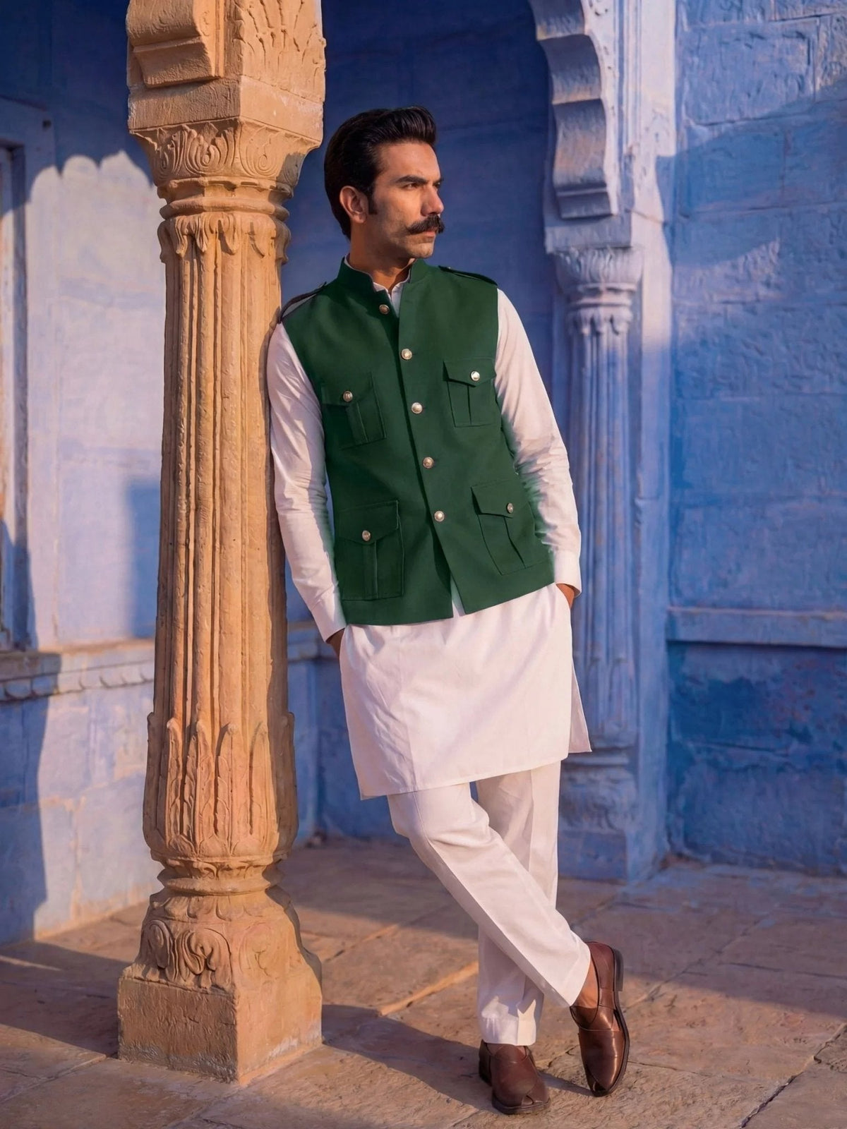Semi-Hunting Jackets - Rust Green - Jaipuri Crown