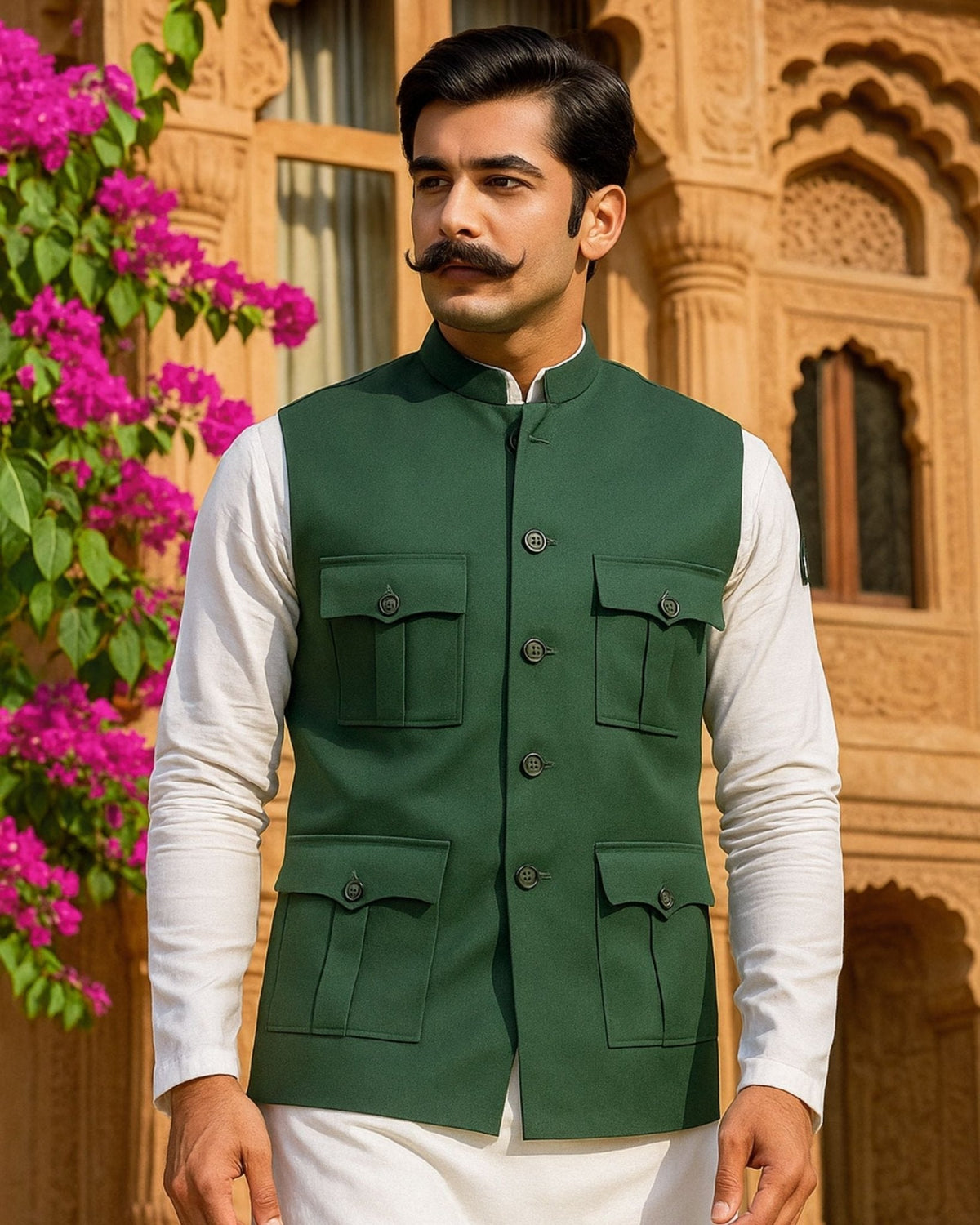 Semi - Hunting Jackets - Rust Green - Jaipuri Crown