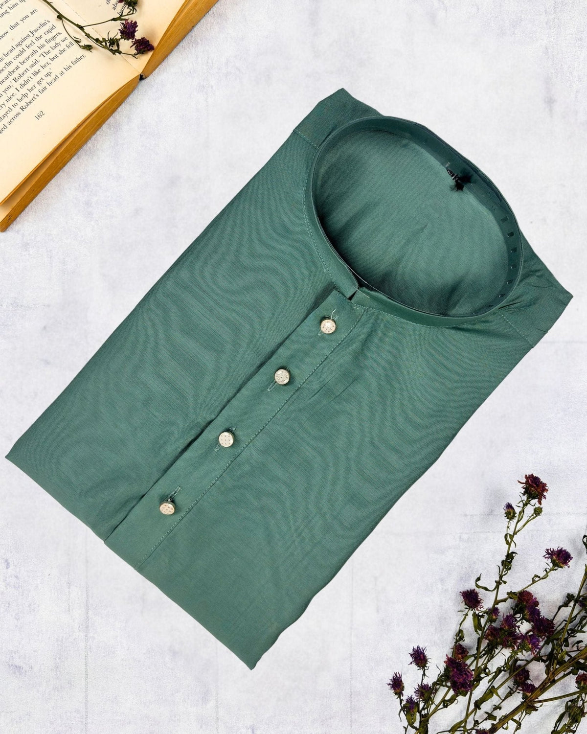Serene Sage Green Plain Kurta - Jaipuri Crown