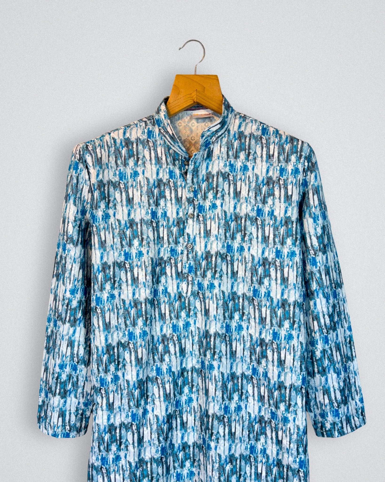 Serene Stripes Printed Lucknowi Kurta - Jaipuri Crown