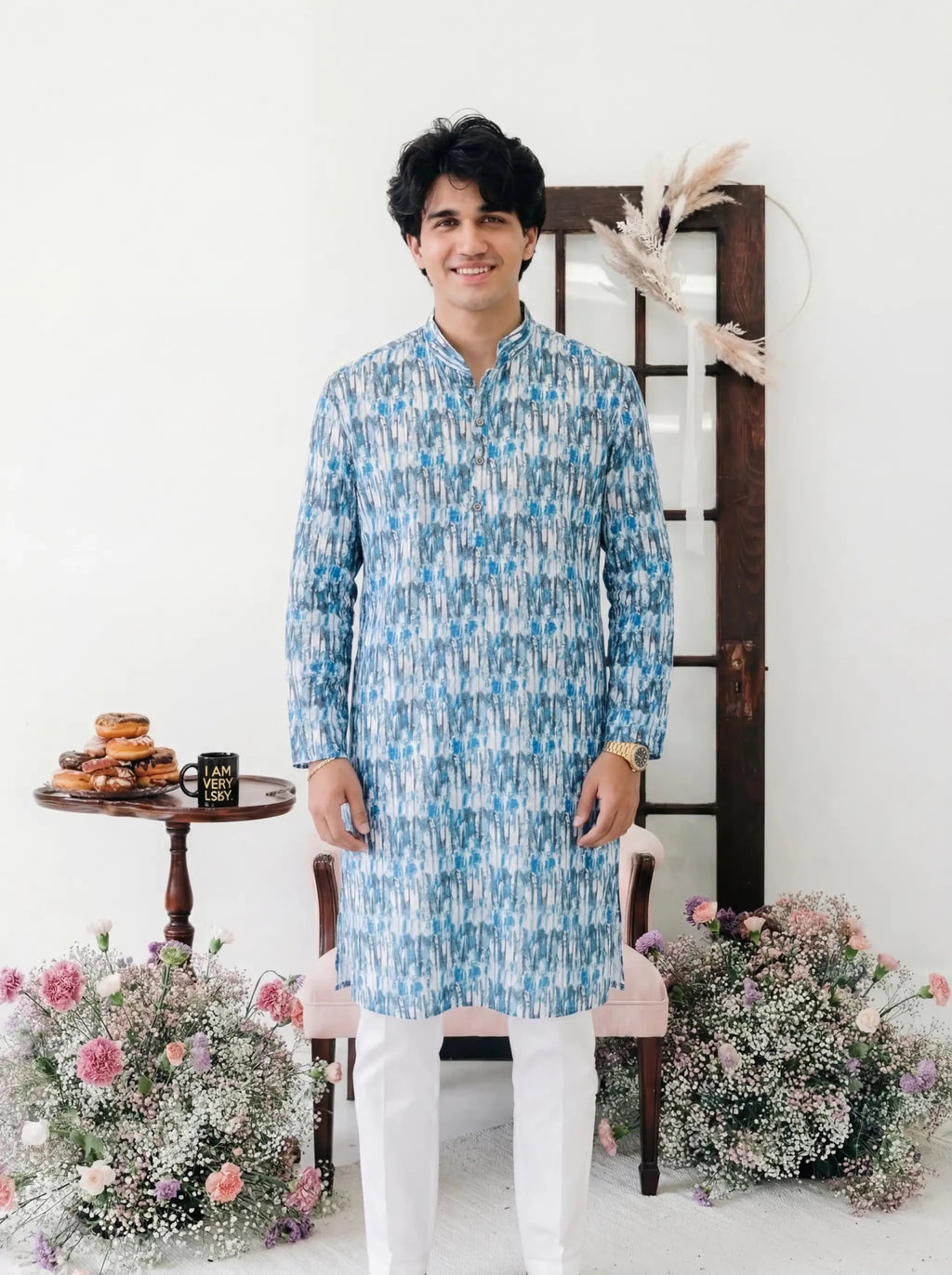 Serene Stripes Printed Lucknowi Kurta - Jaipuri Crown