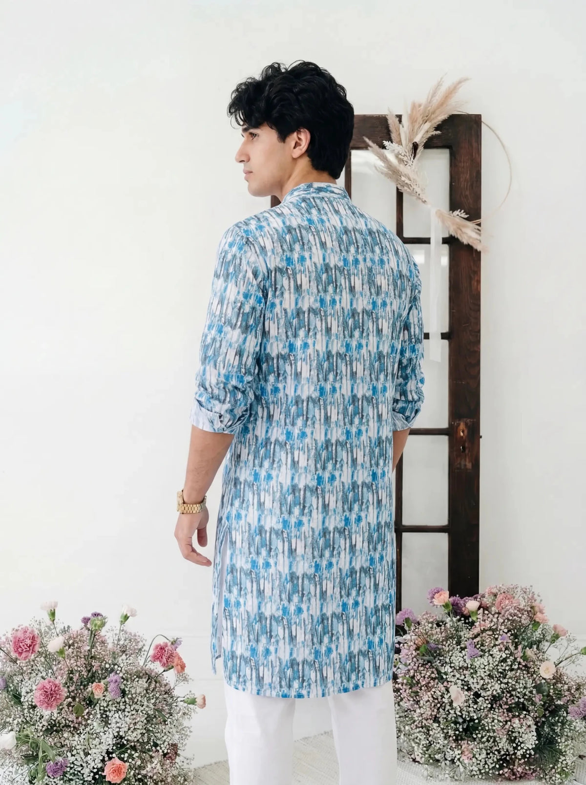 Serene Stripes Printed Lucknowi Kurta - Jaipuri Crown