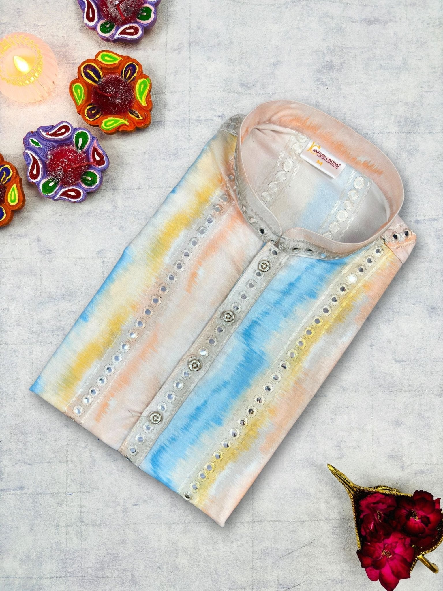 Shimmering Mirror Work Kurta - Jaipuri Crown