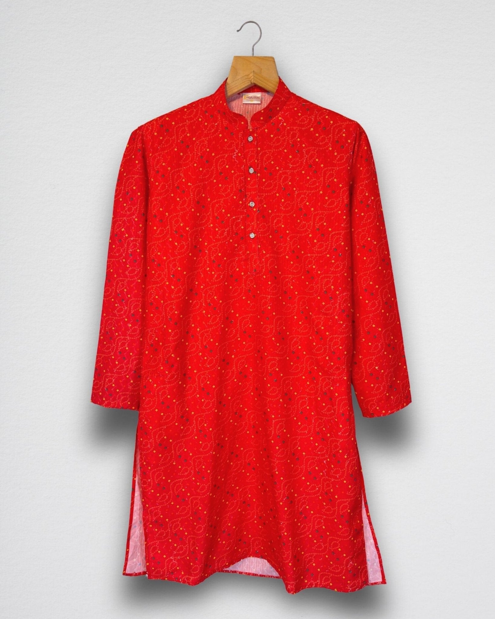Sindoori Waves – Bandhani Style Long Kurta - Jaipuri Crown