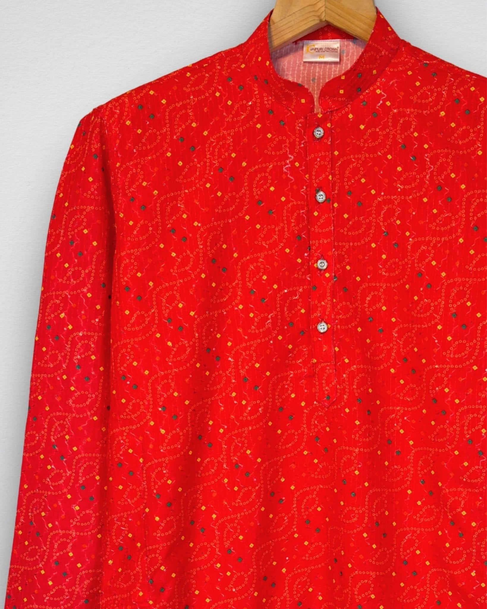 Sindoori Waves – Bandhani Style Long Kurta - Jaipuri Crown