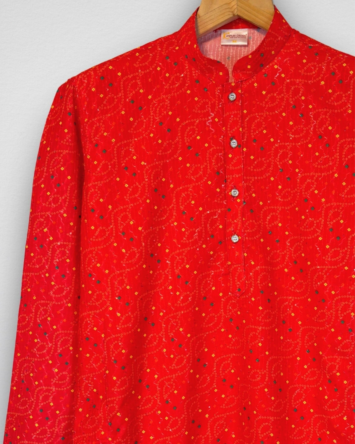 Sindoori Waves – Bandhani Style Long Kurta - Jaipuri Crown
