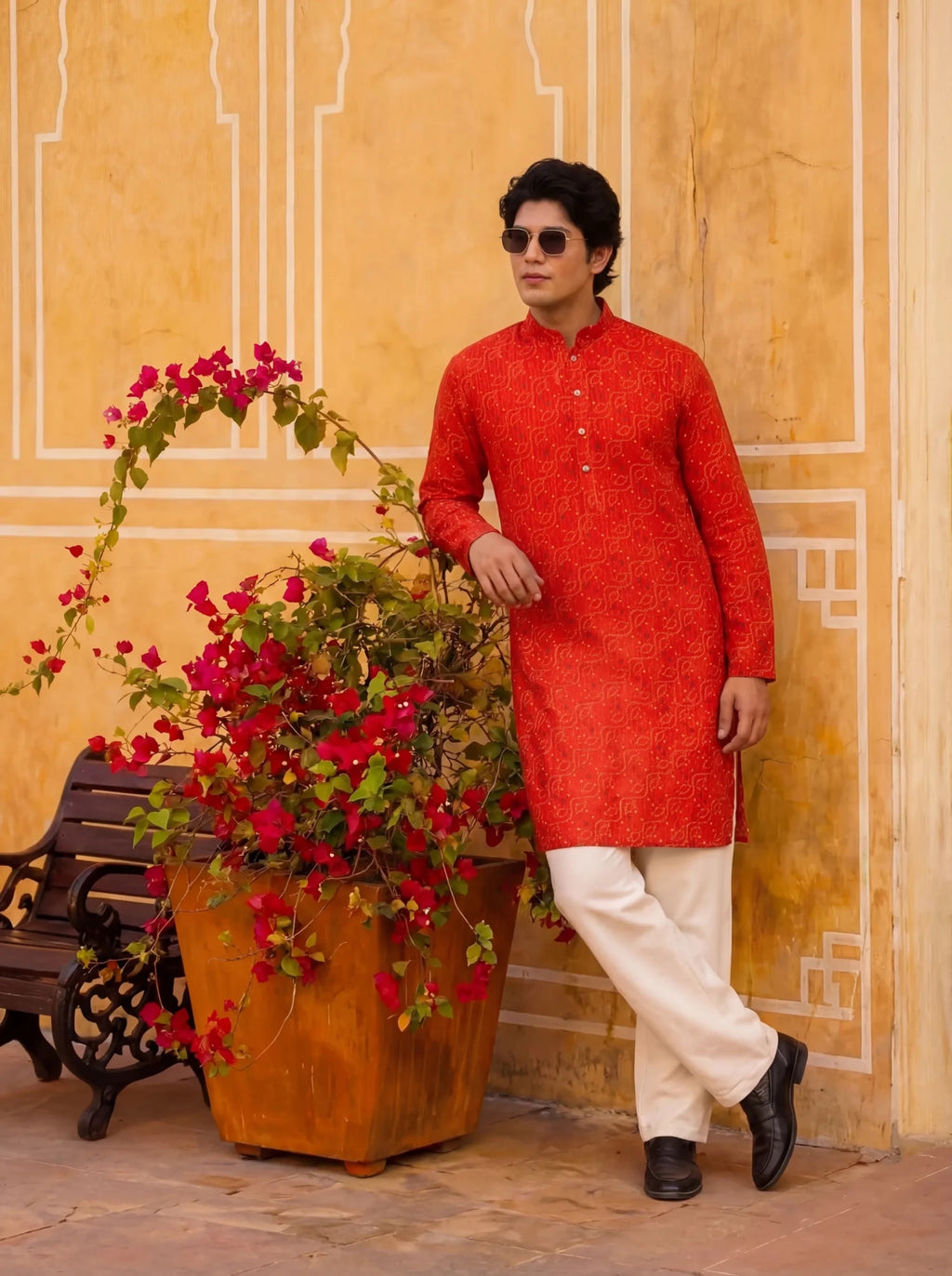 Sindoori Waves – Bandhani Style Long Kurta - Jaipuri Crown