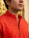Sindoori Waves – Bandhani Style Long Kurta - Jaipuri Crown