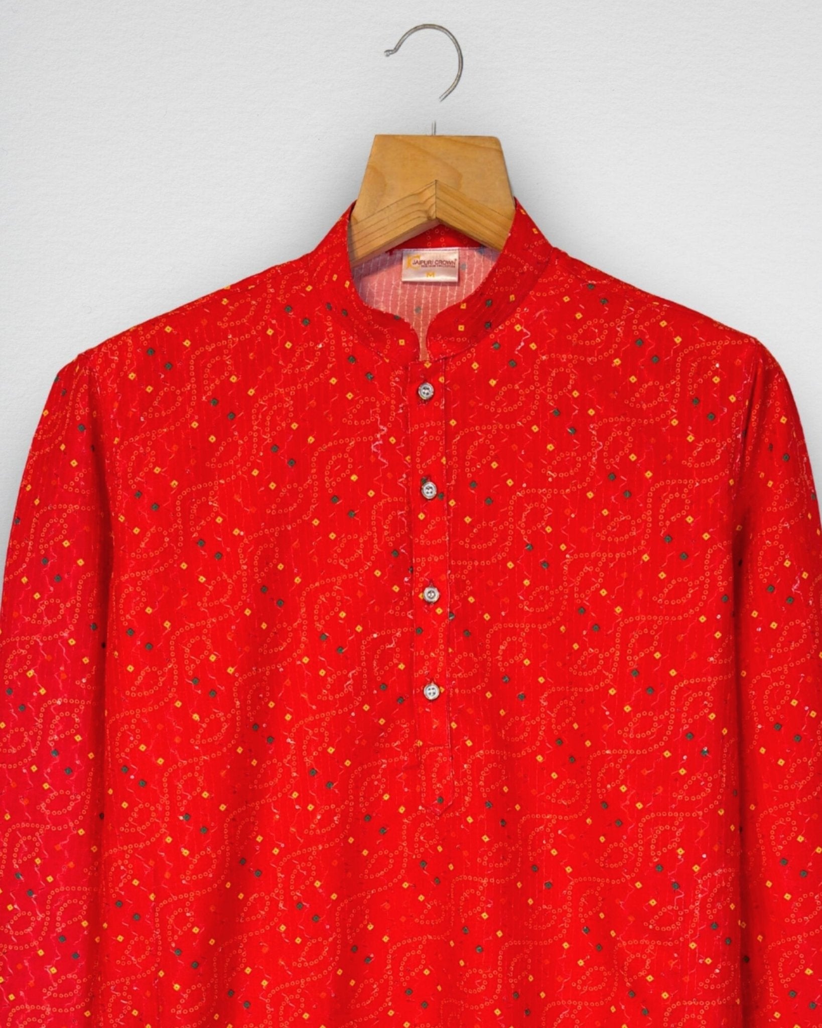 Sindoori Waves – Bandhani Style Long Kurta - Jaipuri Crown