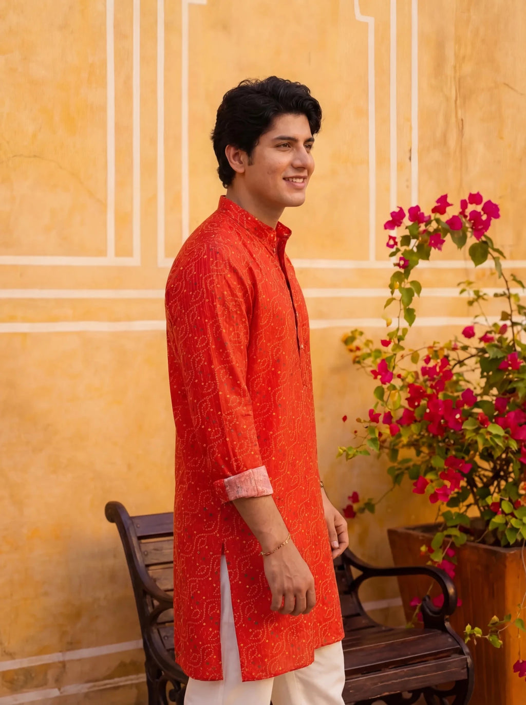 Sindoori Waves – Bandhani Style Long Kurta - Jaipuri Crown