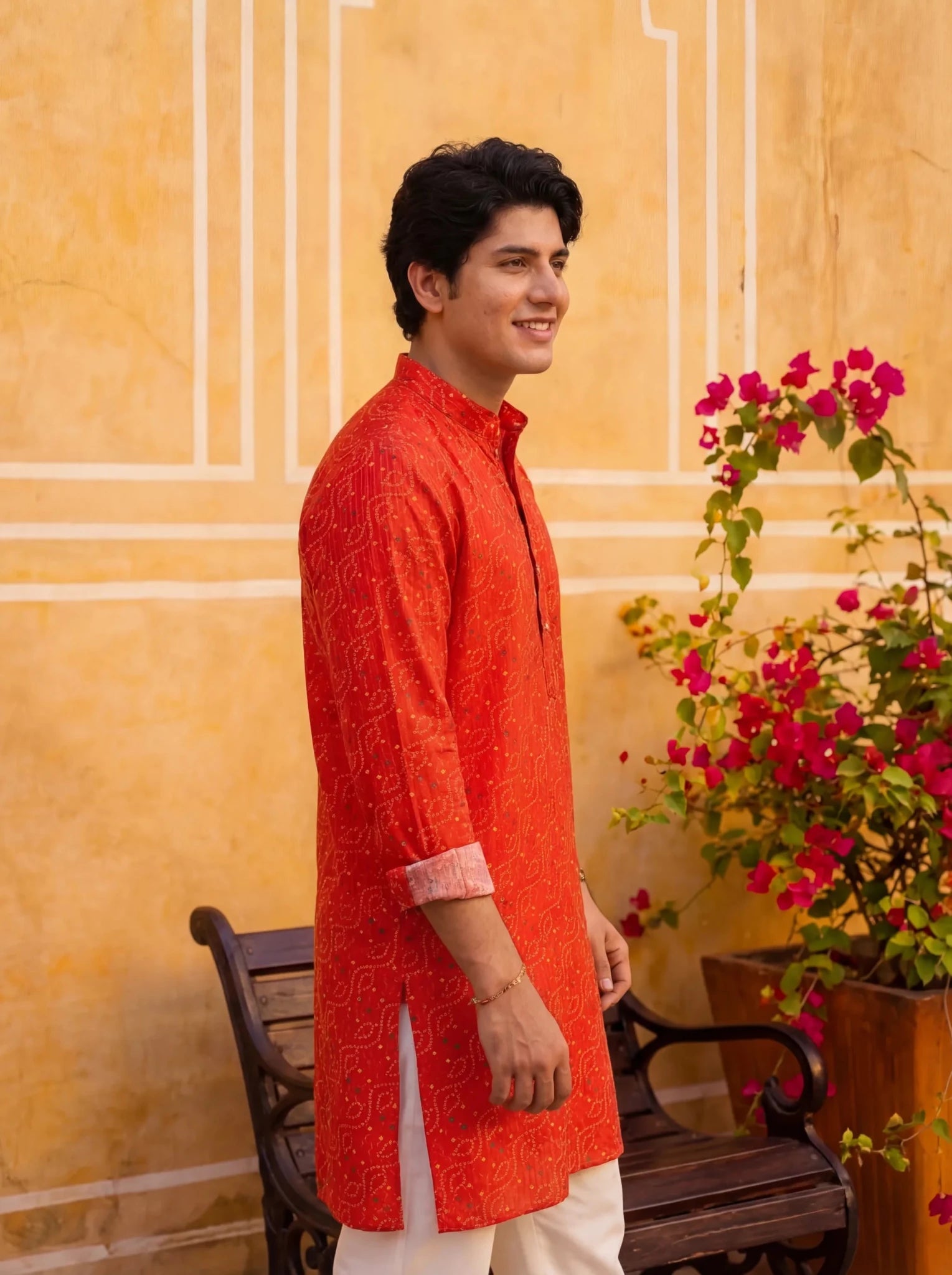 Sindoori Waves – Bandhani Style Long Kurta - Jaipuri Crown