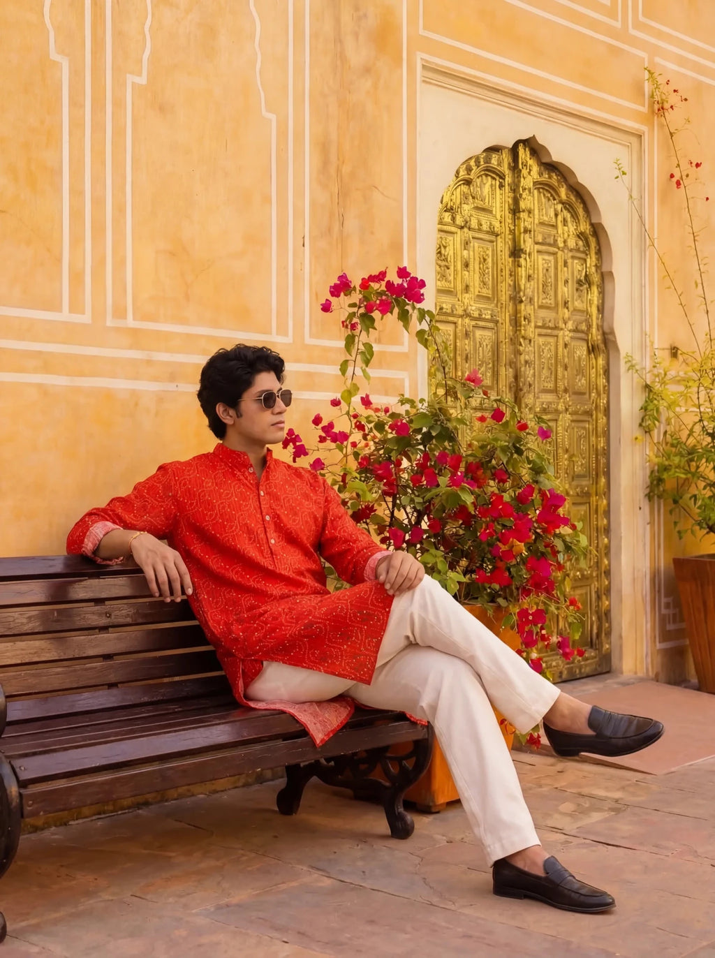 Sindoori Waves – Bandhani Style Long Kurta - Jaipuri Crown