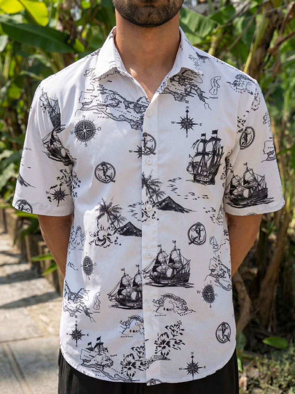 Sky Orbit — Blue Digital Printed Cotton Cambric Shirt | Jaipuri Crown - Jaipuri Crown