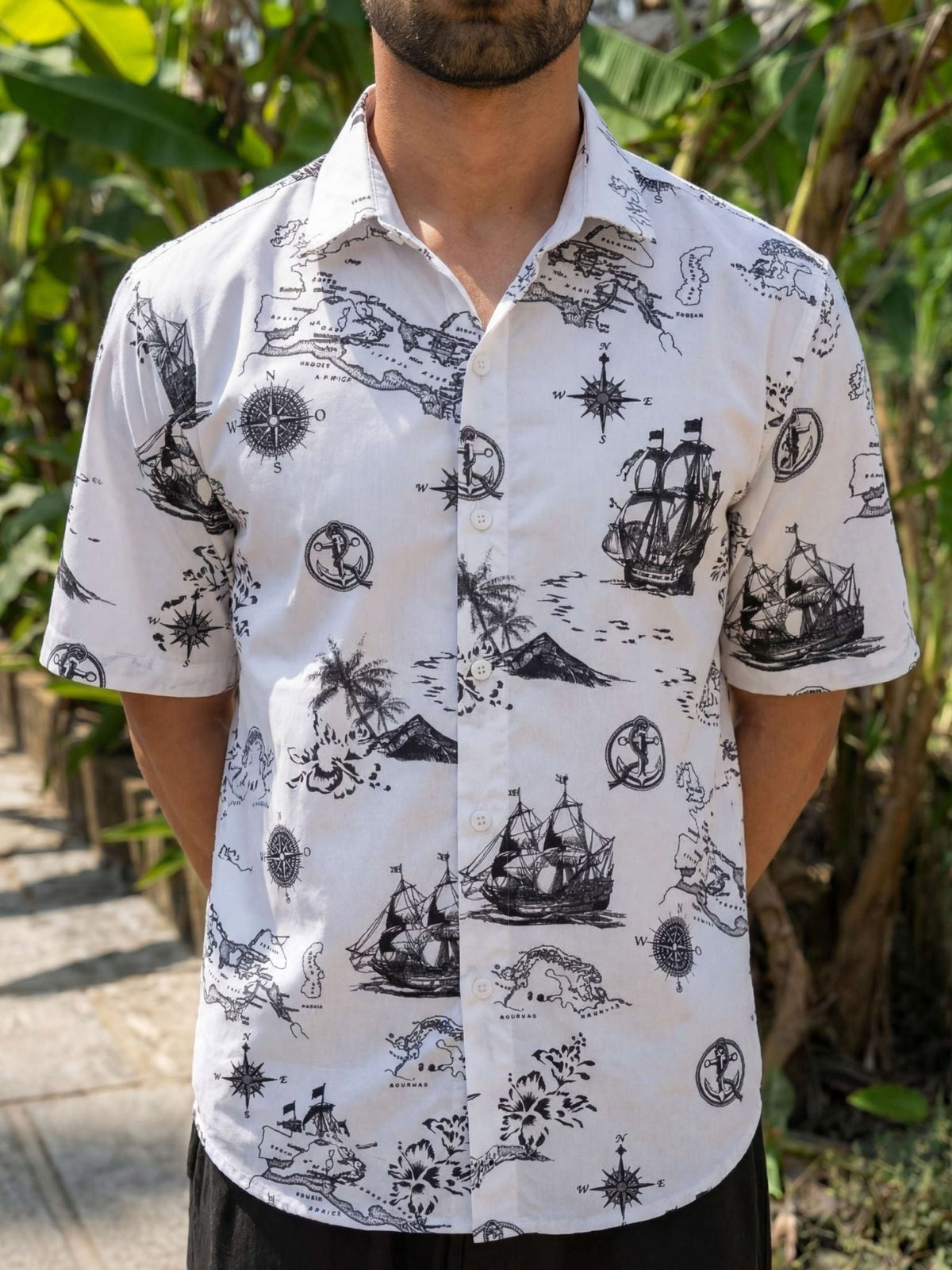 Sky Orbit — Blue Digital Printed Cotton Cambric Shirt | Jaipuri Crown - Jaipuri Crown