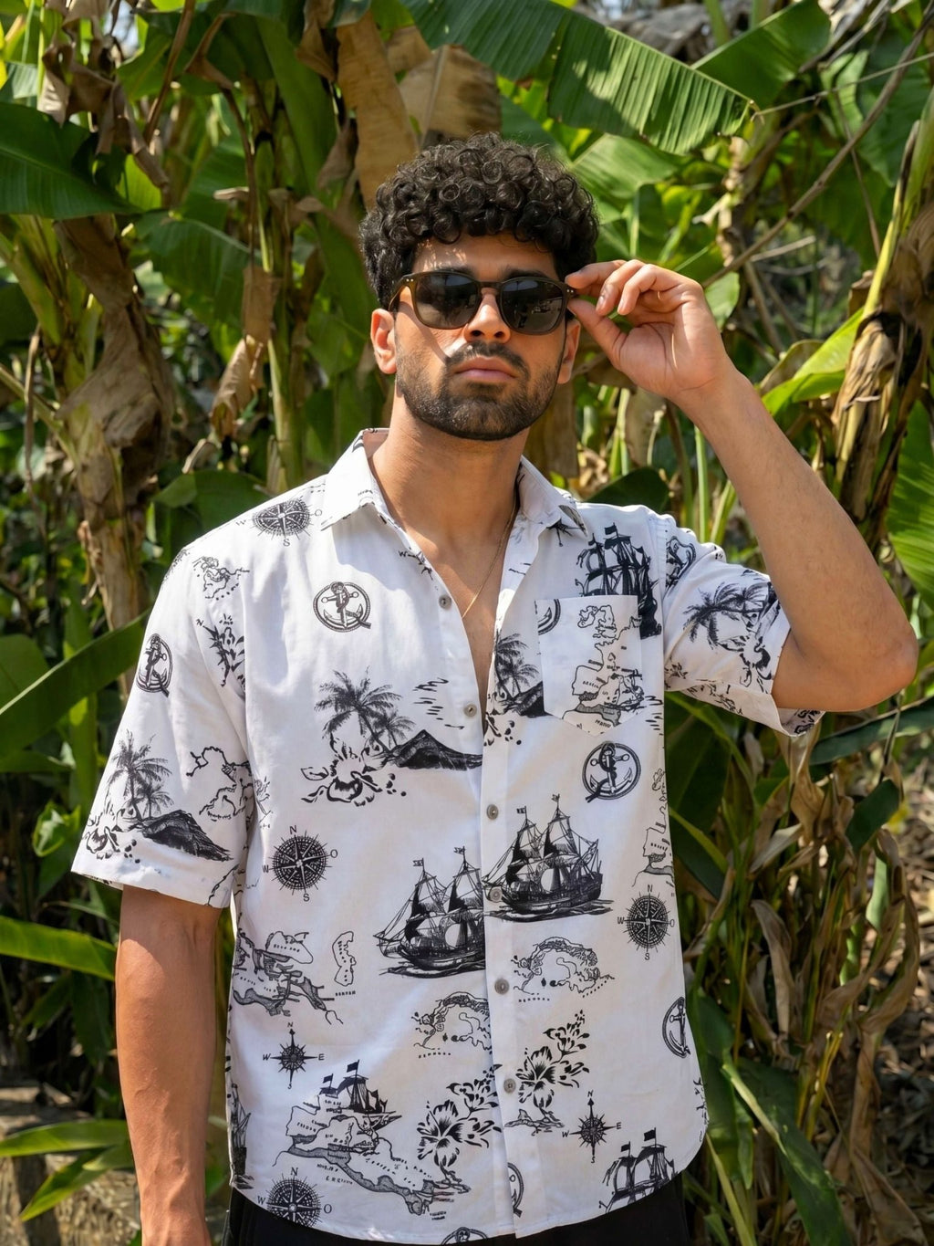 Sky Orbit — Blue Digital Printed Cotton Cambric Shirt | Jaipuri Crown - Jaipuri Crown