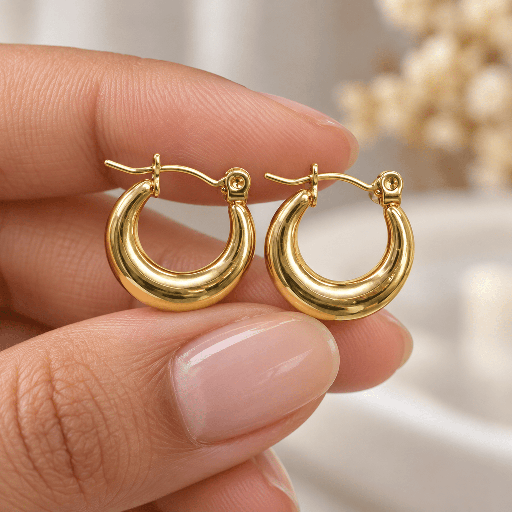 Sleek Gold Hoop Earrings - Men's Jewellery - Jaipuri Crown