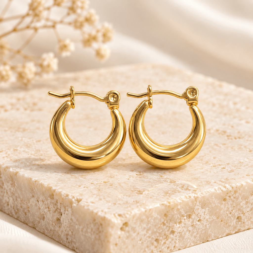 Sleek Gold Hoop Earrings - Men's Jewellery - Jaipuri Crown