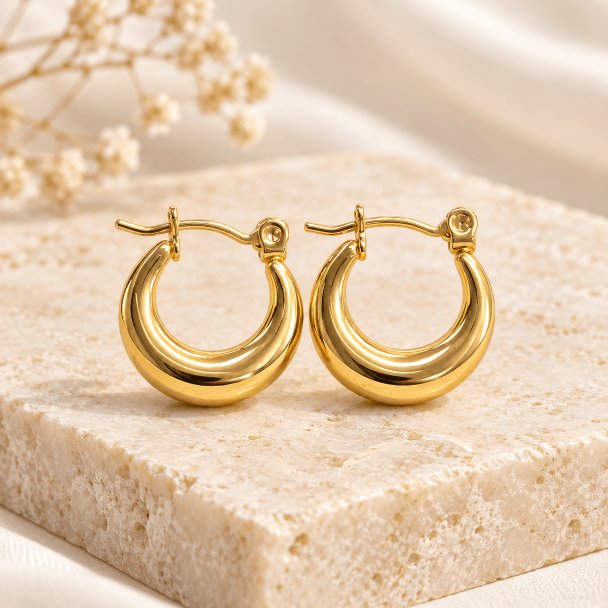 Sleek Gold Hoop Earrings - Men's Jewellery - Jaipuri Crown
