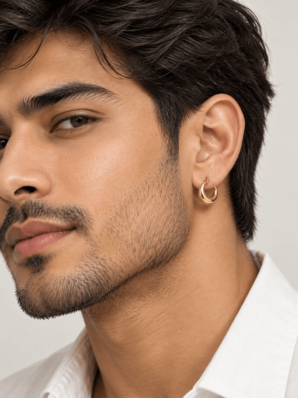 Sleek Gold Hoop Earrings - Men's Jewellery - Jaipuri Crown