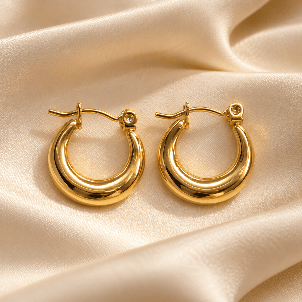 Sleek Gold Hoop Earrings - Men's Jewellery - Jaipuri Crown