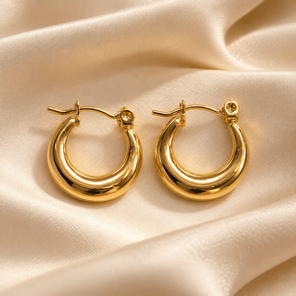 Sleek Gold Hoop Earrings - Men's Jewellery - Jaipuri Crown