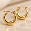 Sleek Gold Hoop Earrings - Men's Jewellery - Jaipuri Crown