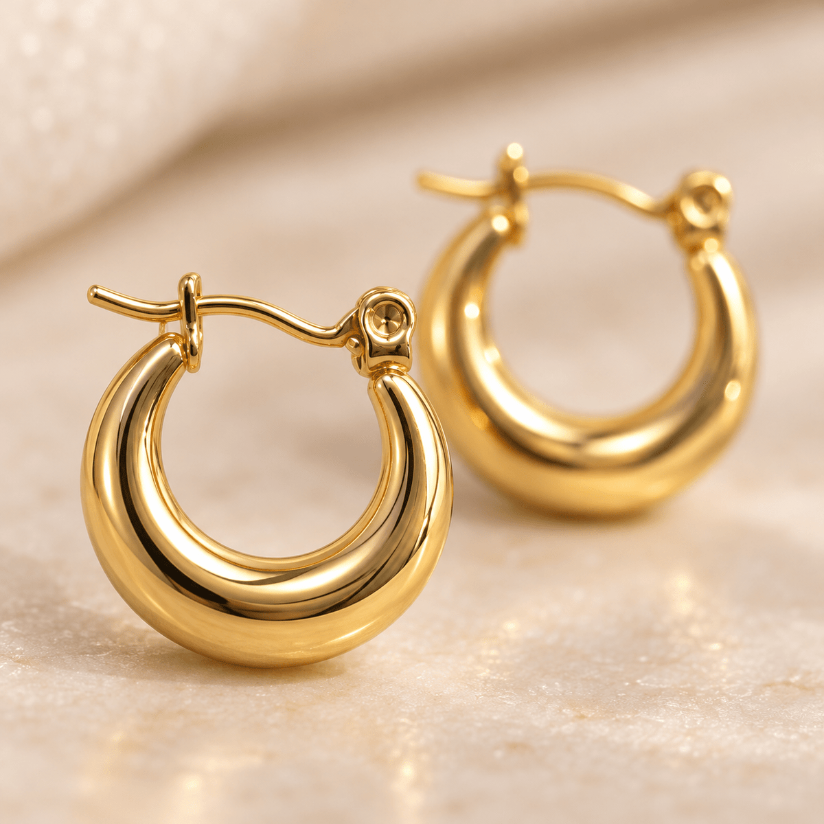 Sleek Gold Hoop Earrings - Men's Jewellery - Jaipuri Crown