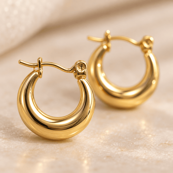 Sleek Gold Hoop Earrings - Men's Jewellery - Jaipuri Crown